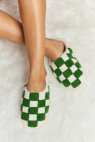 Melody Checkered Print Plush Slide Slippers - Guy Christopher