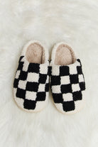 Melody Checkered Print Plush Slide Slippers - Guy Christopher