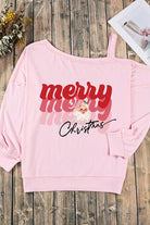 MERRY CHRISTMAS Graphic Asymmetrical Neck Top - Guy Christopher