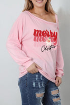 MERRY CHRISTMAS Graphic Asymmetrical Neck Top - Guy Christopher