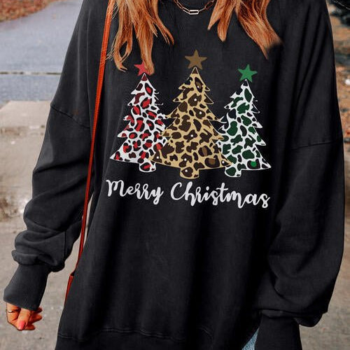 MERRY CHRISTMAS Graphic Dropped Shoulder Sweatshirt - Guy Christopher