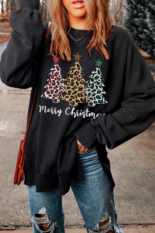 MERRY CHRISTMAS Graphic Dropped Shoulder Sweatshirt - Guy Christopher