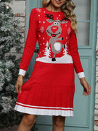 MERRY CHRISTMAS Graphic Pleated Sweater Dress - Guy Christopher