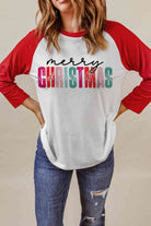 MERRY CHRISTMAS Graphic Raglan Sleeve T-Shirt - Guy Christopher