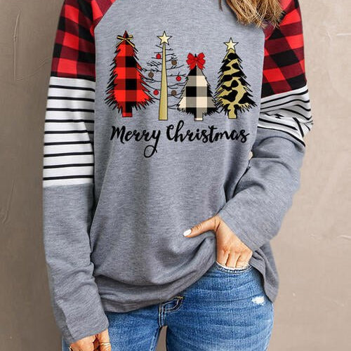 MERRY CHRISTMAS Graphic Round Neck Long Sleeve T-Shirt - Guy Christopher