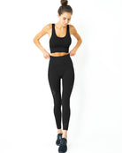 Mesh Seamless Legging with Ribbing Detail - Black - Guy Christopher