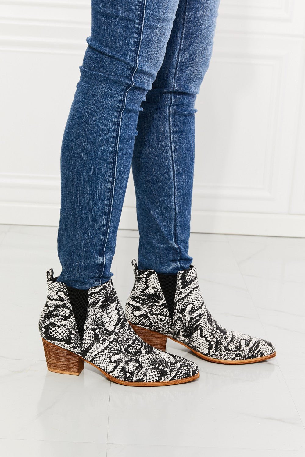 MMShoes Back At It Point Toe Bootie in Snakeskin - Guy Christopher