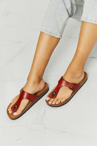 MMShoes Drift Away T-Strap Flip-Flop in Red - Guy Christopher