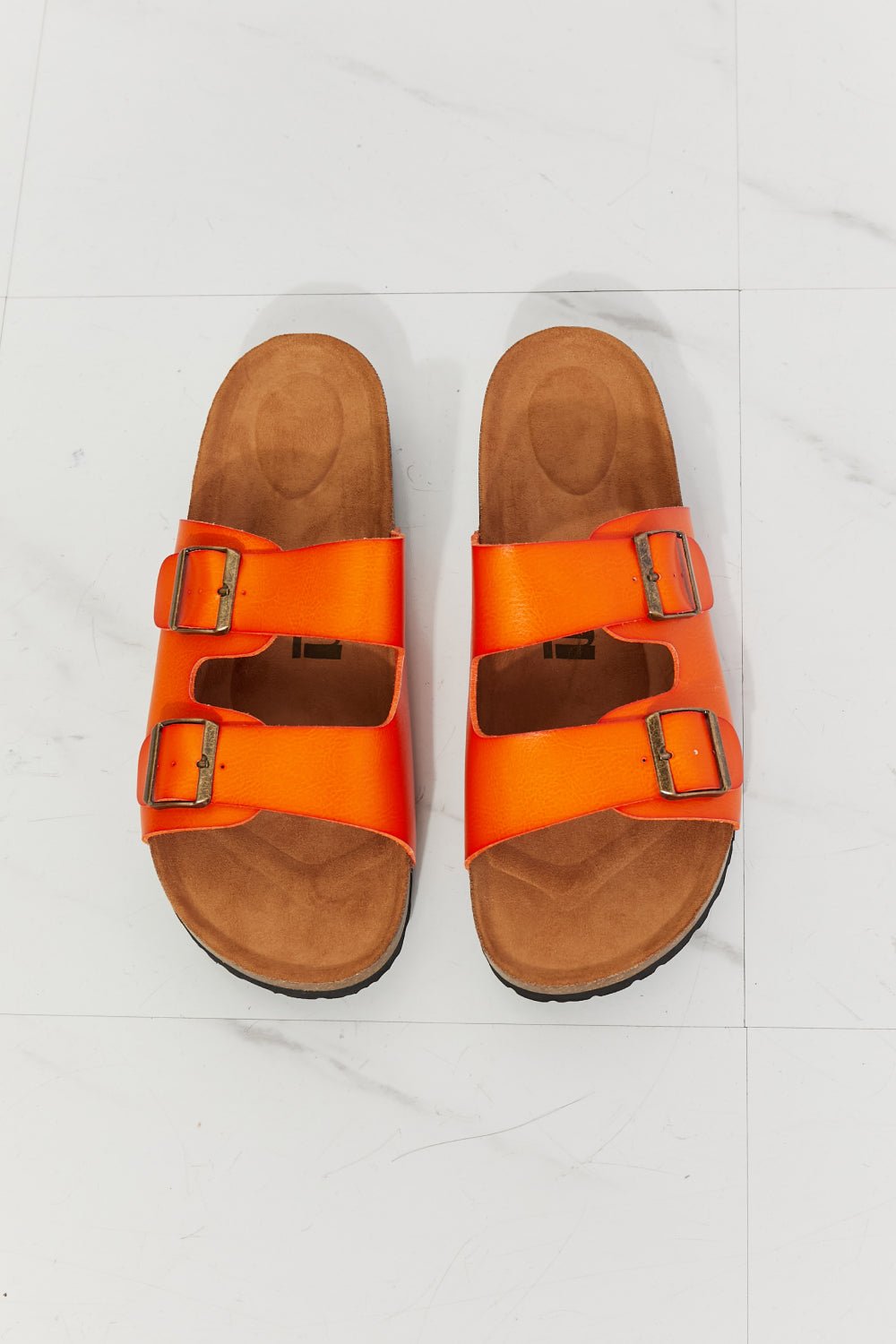 MMShoes Feeling Alive Double Banded Slide Sandals in Orange - Guy Christopher