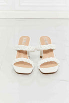 MMShoes In Love Double Braided Block Heel Sandal in White - Guy Christopher