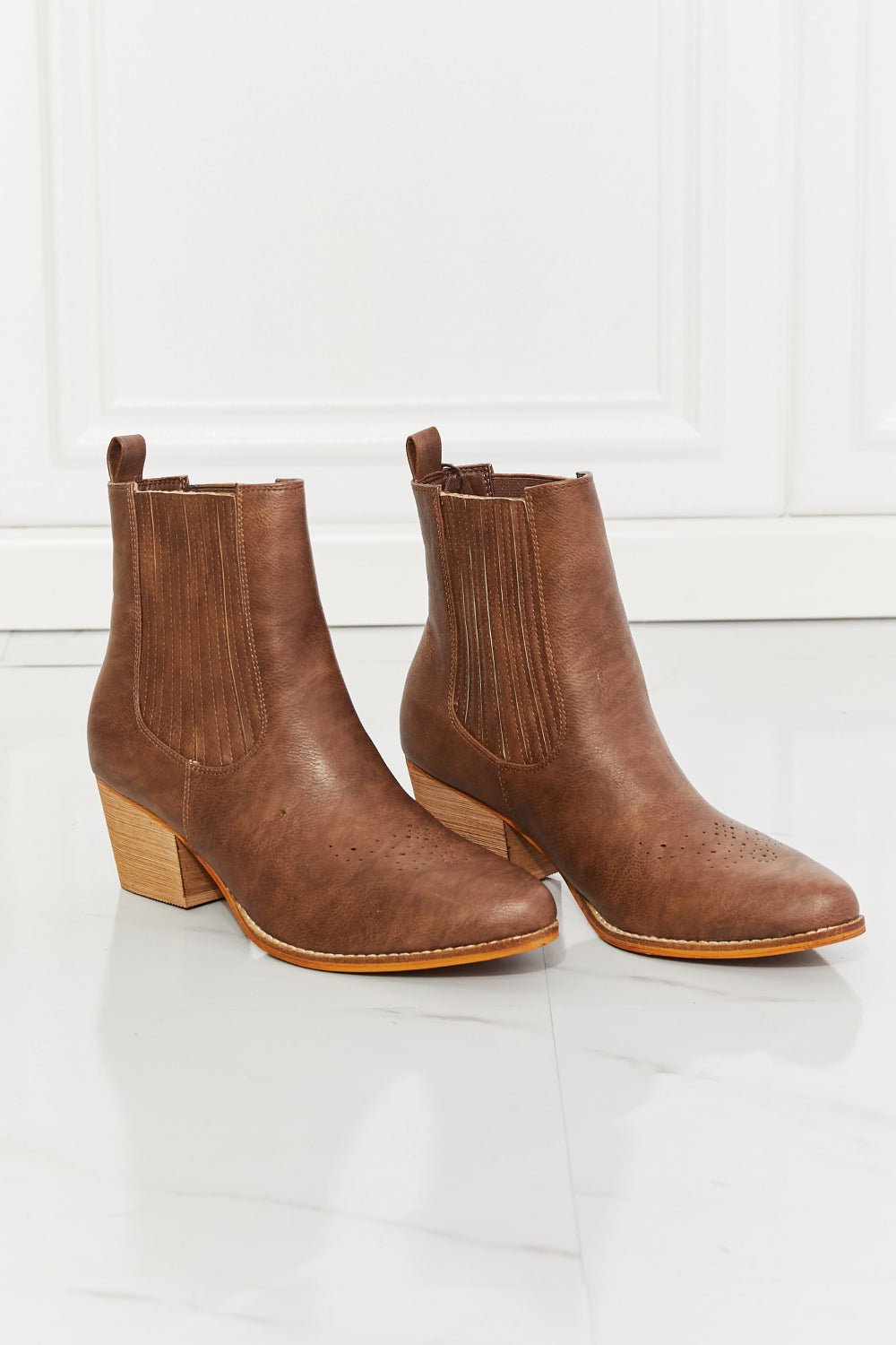 MMShoes Love the Journey Stacked Heel Chelsea Boot in Chestnut - Guy Christopher