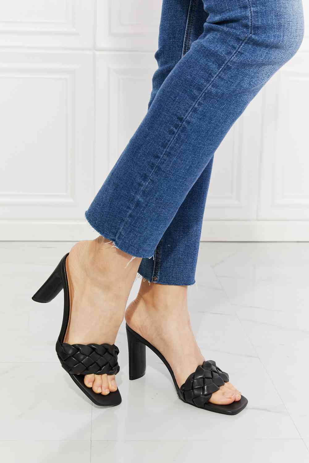 MMShoes Top of the World Braided Block Heel Sandals in Black - Guy Christopher