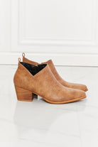 MMShoes Trust Yourself Embroidered Crossover Cowboy Bootie in Caramel - Guy Christopher