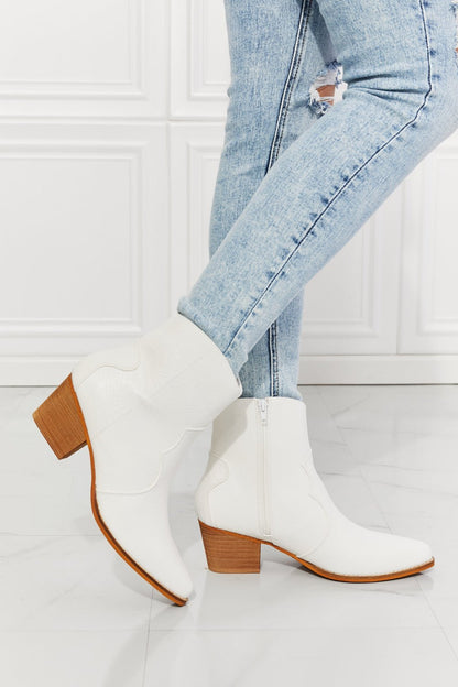 MMShoes Watertower Town Faux Leather Western Ankle Boots in White - Guy Christopher