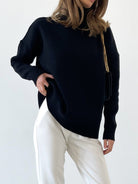 Mock Neck Dropped Shoulder Sweater - Guy Christopher