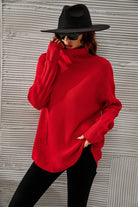 Mock Neck Dropped Shoulder Sweater - Guy Christopher