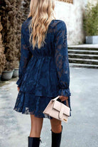 Mock Neck Flounce Sleeve Layered Dress - Guy Christopher