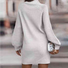 Mock Neck Lantern Sleeve Sweater Dress - Guy Christopher