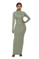 Mock Neck Long Sleeve Maxi Slim Dress - Guy Christopher