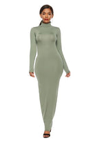 Mock Neck Long Sleeve Maxi Slim Dress - Guy Christopher