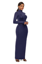 Mock Neck Long Sleeve Maxi Slim Dress - Guy Christopher