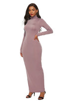 Mock Neck Long Sleeve Maxi Slim Dress - Guy Christopher