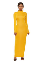 Mock Neck Long Sleeve Maxi Slim Dress - Guy Christopher