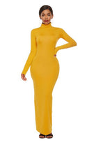 Mock Neck Long Sleeve Maxi Slim Dress - Guy Christopher