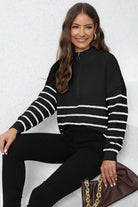 Mock Neck Long Sleeve Zip-Up Sweater - Guy Christopher