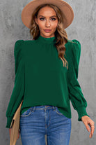 Mock Neck Puff Sleeve Blouse - Guy Christopher