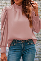 Mock Neck Puff Sleeve Blouse - Guy Christopher