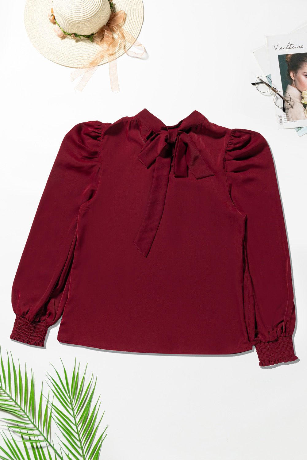 Mock Neck Puff Sleeve Blouse - Guy Christopher