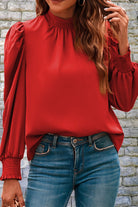 Mock Neck Puff Sleeve Blouse - Guy Christopher