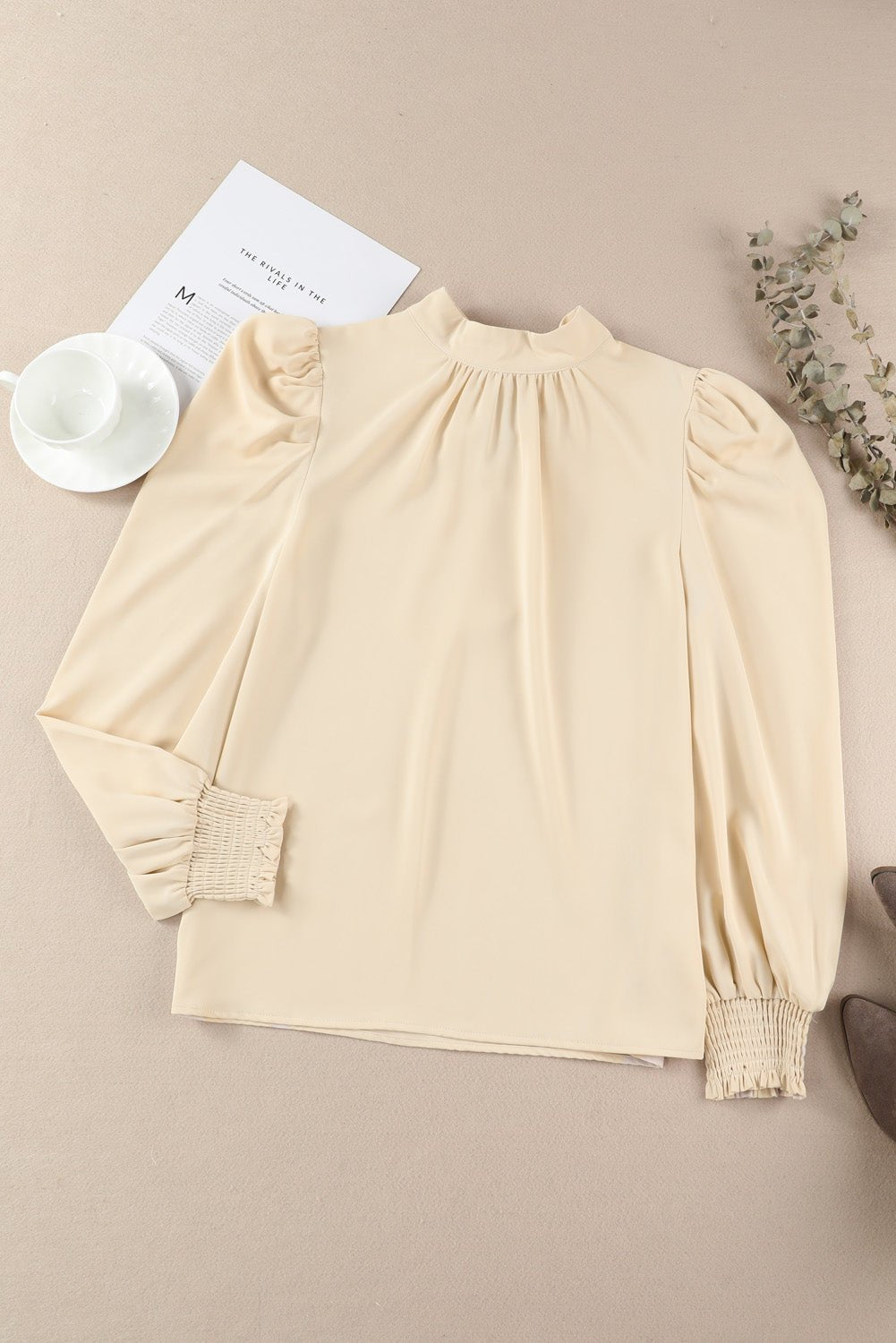 Mock Neck Puff Sleeve Blouse - Guy Christopher