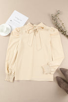 Mock Neck Puff Sleeve Blouse - Guy Christopher