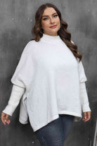 Mock Neck Raglan Sleeve Slit Sweater - Guy Christopher