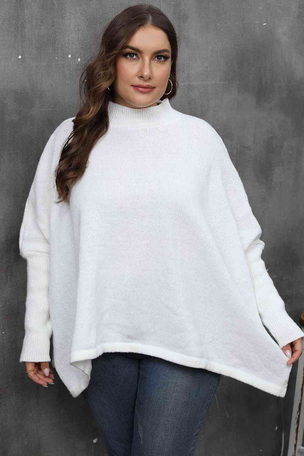 Mock Neck Raglan Sleeve Slit Sweater - Guy Christopher