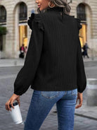 Mock Neck Ruffle Shoulder Blouse - Guy Christopher