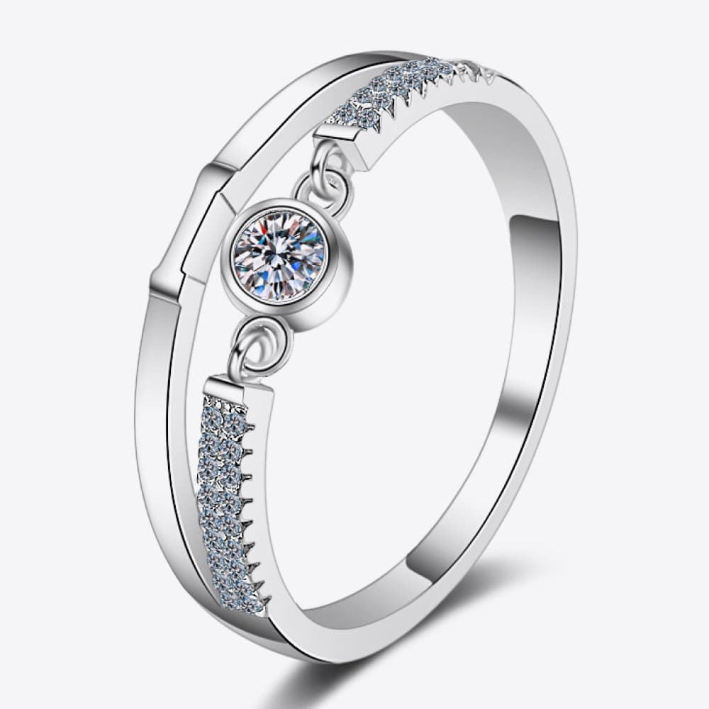 Moissanite Cutout Rhodium-Plated Ring - A Timeless Symbol of Elegance and Romance - Feel Like a Goddess with Every Glance - Guy Christopher
