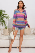 Multicolor Dropped Shoulder Hooded Sweater - Guy Christopher