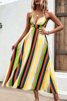 Multicolored Stripe Crisscross Backless Dress - Guy Christopher