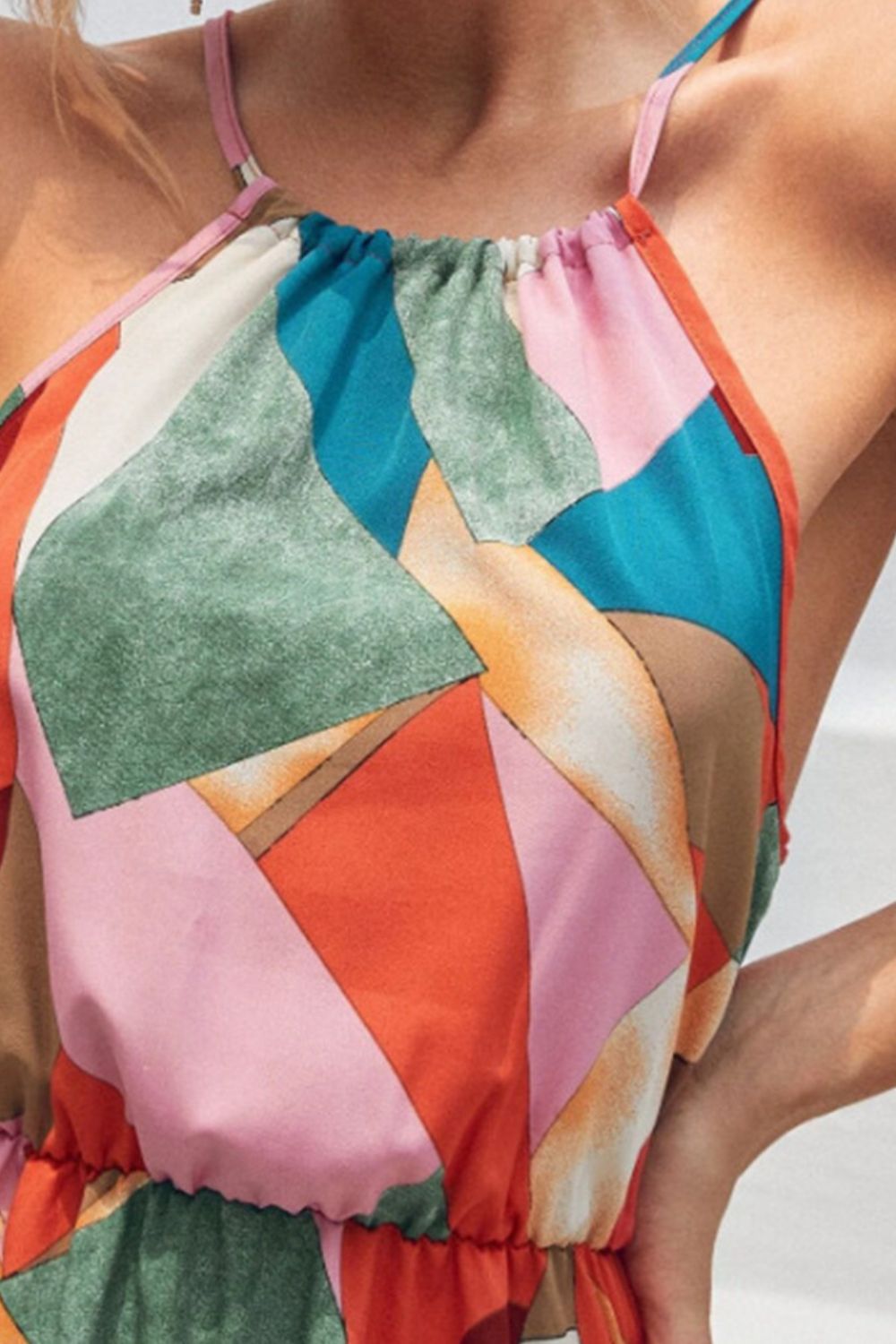 Multicolored Tied Grecian Neck Maxi Dress - Guy Christopher
