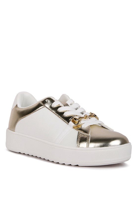 Nemo Contrasting Metallic Faux Leather Sneakers - Guy Christopher