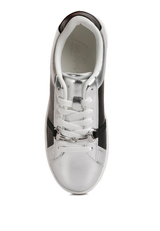 Nemo Contrasting Metallic Faux Leather Sneakers - Guy Christopher