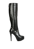 Nephele Silver Stud Stiletto Calf Boots - Guy Christopher