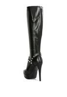 Nephele Silver Stud Stiletto Calf Boots - Guy Christopher