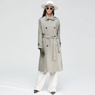 New autumn and winter double-breasted casual long trench coat women for trench coat coat with belt - Guy Christopher
