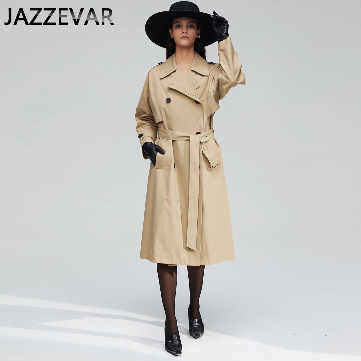 New autumn and winter double-breasted casual long trench coat women for trench coat coat with belt - Guy Christopher