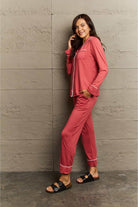 Ninexis Buttoned Collared Neck Top and Pants Pajama Set - Guy Christopher