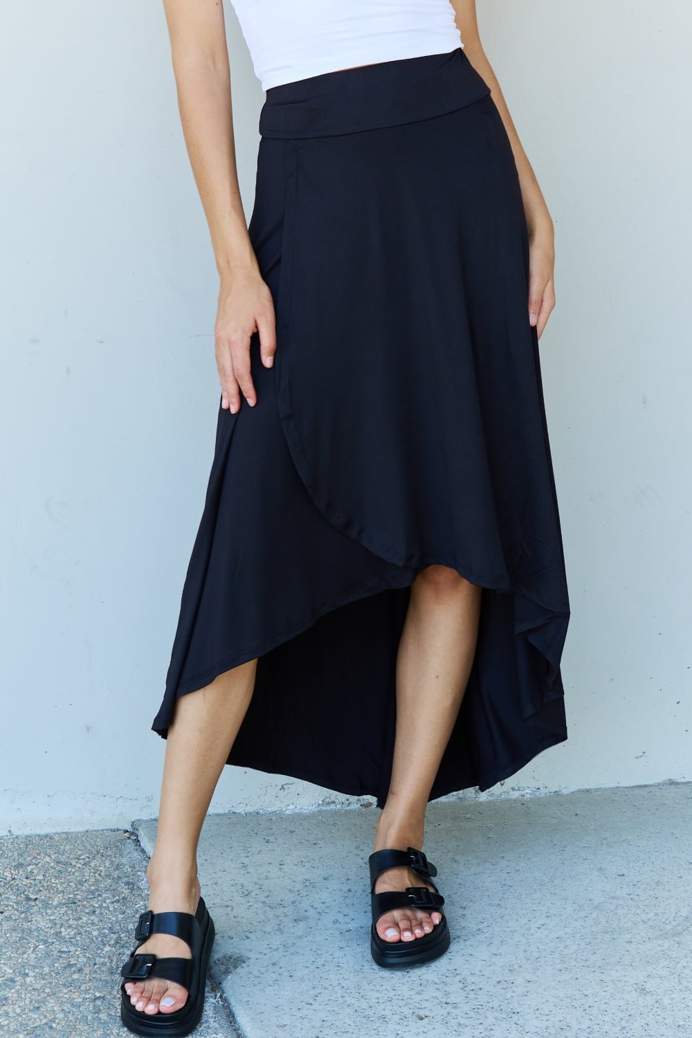 Ninexis First Choice High Waisted Flare Maxi Skirt in Black - Guy Christopher